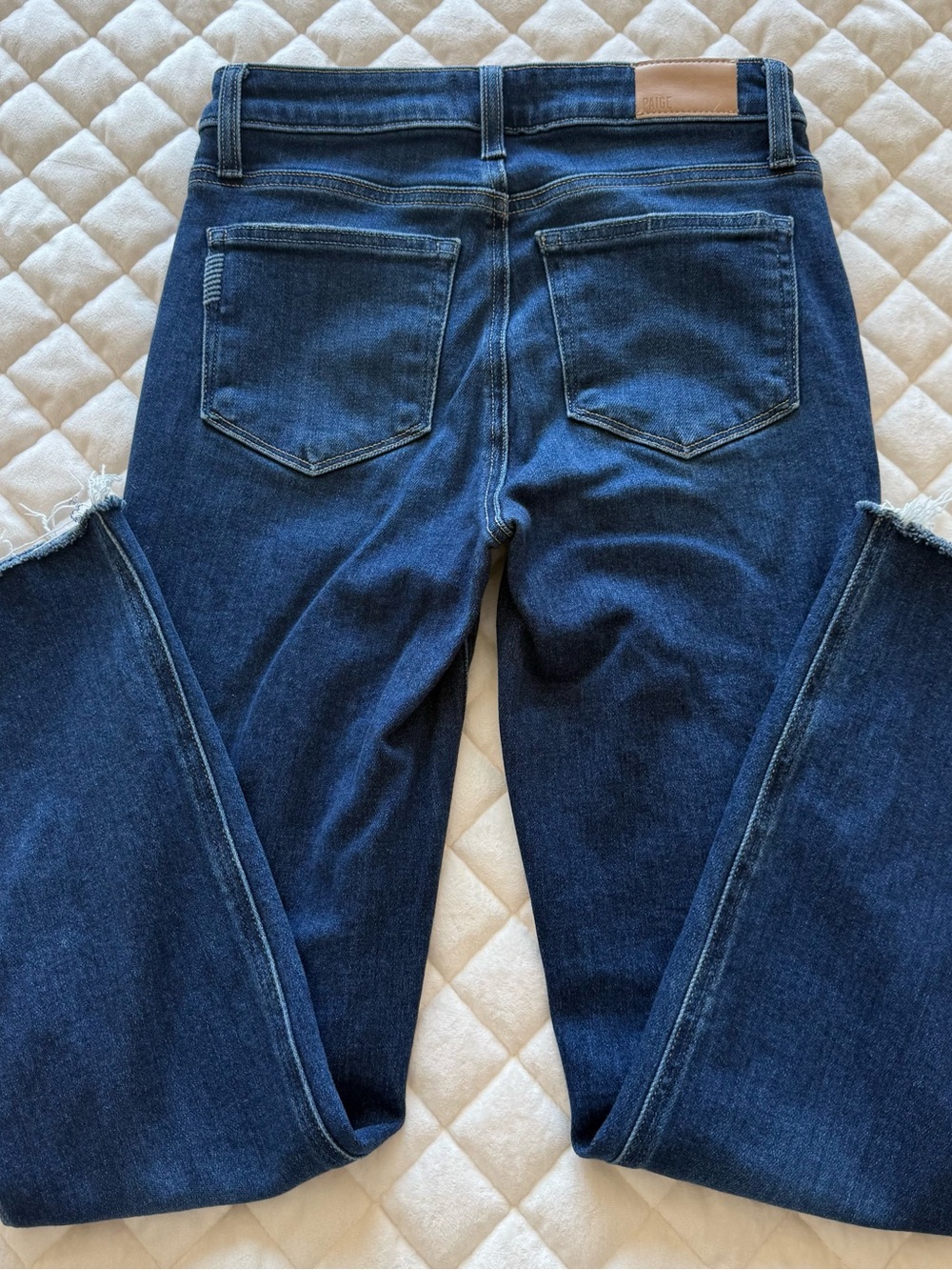PAIGE Cindy High Rise Slim Straight Leg Jeans Raw Hem Blue Women’s Size 26